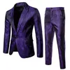 Men's Suits Blazers Wine Red Paisley Suit JacketPants Men Nightclub Fashion Blazers Single Breasted Mens Suits Stage Party Wedding Tuxedo Blazer 230505