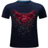 남성용 T 셔츠 2023 3D 짧은 슬리브 티셔츠 폭발 스테레오 XL- 로즈와 함께 Domineering Personality
