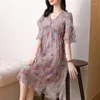 Party Dresses Women Will Dress In Spring And Summer High-end Temperament Mulberry Silk Beautiful Floral Beach Long Skirt