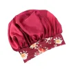 New Extra Large Women Sleep Cap Floral Print Soft Wide Hair Bonnet Satin Cover Lined Sleep Cap Night Sleeping Hat Ladies Turban hipl841