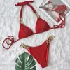 Dwuczęściowe garnitury para praia seksowne glint bikini thong kostium kąpielowy dla kobiet Brazylijski bikini set kantarki stroje kąpielowe niebieskie push upnie 230505