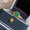 Cluster Ringe Qualität 925 Sterling Silber Hochzeit grüner natürlicher Edelstein Party Mode wilder edler Ring Schmuck weibliches Gold