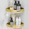 Bathroom Shelves Aluminum Bathroom Shelf with Hooks Rectangle Kitchen Bathroom Shower Gel Soap Shampoo Brushed Gold Storage Organizer Rack Holder 230504