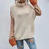 Women's Sweaters Sweater Contrast Colors Knitted Turtle Neck Flare Sleeve Lady Winter Top For Home