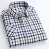 Мужские повседневные рубашки Высококачественные мужские повседневные оксфорды Рубашки для отдыха Дизайн в клетку Мужские рубашки для социальных сетей Мужские классические рубашки из 100% хлопка с коротким рукавом 230505