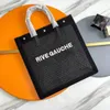 حقيبة يد قش منقوشة Rive Gauche Bag Bag Mens Womens Clutch Bag Canvas Weave Beach Beach Facts Facs Luxury Designer Nylon Duffle Counter Bag Bag