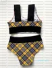 Barn Plaid Bikinis Baddräkter Cirkel vadderad Push Up Women badkläder utomhus strandresesemester 26 baddräkt hög kvalitet4828744