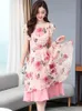 Robes Décontractées Rose Floral À Volants Casual Boho Plage Kawaii Robe D'été Femmes Chic Sexy De Bal Midi Robe Coréenne Élégante Moulante Soirée Robe 230505