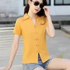 Camisas femininas 2023 Estilo de verão Summer lapeled treshed-theressted shirt shirt shirt feminino slit slim sólido colortop