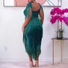 Size w rozmiarze Plus Size Cearów Tassel midi bodycon Seksowne luksusowe kwadratowe kołnierzy