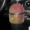 New Diamond Trash Mini Garbage Can Bling Rubbish Bins Holder Car Accessories for Auto Press-top Waste Storage