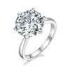Round Cut Real 8ct Moissanite Diamond Ring 100% Real 925 여성 약혼 보석을위한 스털링 실버 파티 웨딩 밴드 반지
