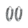 Hoop Earrings Vintage Ethnic Wave Pattern Small Ancient Silver Color Huggies Charming Earring Piercing Accessory Gifts For Women