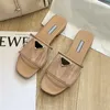 2023 Summer Womens Slide Sandals Designer Gold Label Leather Transparent Flat Bottom Slippers