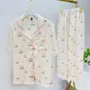 Women's Sleepwear 2023 Summer Women 3Pcs Pajamas Set Casual Sleep Suit Home Clothing Rayon Print Homewear Nightwear Loungewear