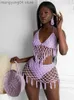 Women's Swimwear Ladies Summer Seaside Sexy Swimsuit Beachwear Cover Up Handmade Crochet Fringe Blouse Mini Skirt Knitted Casual Bikini Set A2088 T230505