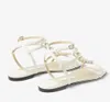 Sandals Shoes Latte Nappa Latte Flats Crystal Teenderizing Dress Lady Gladiator Sandalias White Black EU35-43