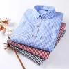 Chemises décontractées pour hommes Mince 100% coton chemises à carreaux pour hommes à manches longues coupe régulière chemise à carreaux hommes bleu nouveau doux confortable mâle 230505