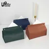 Taschentuchboxen Servietten Seidenpapier Lederbox Serviettenwischaufbewahrung Druckknopf Luxusetui Eleganter Falteimer Wohnzimmer Zuhause Auto Organizer Z0505