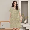 Women's Sleepwear Extended Cotton Silk Nightgown Ladies Short Sleeve Plus Size Pajamas Summer Rayon Loose And Comfortable Home Clothes