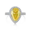 Anillo de diamante de topacio con corte de pera Plata de Ley 925 100% auténtica anillos de boda para fiesta para mujer joyería de compromiso nupcial