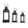 Titulares de vela Black Glass Modern Suport Modern Metal Hanging Tealight Lantern Decoracao Para Casa Dinning Table Decor DL60ZT