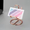 Jewelry Pouches Business Card Holder For Desk Metal Display Stand Office Desktop Name (Rose Gold)