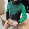 Herrpolos vinter turtleneck tröja män stickkläder tjocka varma stickade tröjor högkvalitativa män tröjor smala fit manlig jumper s 3xl 230428