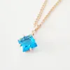 Pendentif Colliers Femmes Mode Bijoux Bureau Style 585 Or Rose Couleur Bleu Pierre Pendentifs