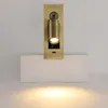 Wall Lamps 3W LED Fixture Reading Light Swivel Cylinder Lamp Head Switch USB Charging Port Living Room 4000K Stainless Steel