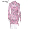 Two Piece Dress Chicology Pink Fire Y2K Cute Long Sleeve Bodycon Party Club Outfits Women Summer Clothes Birthday Streetwear 230505