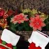 Dekoracyjne kwiaty Poinsettia świąteczny brokat Sztuczny drzewek Fałszywe wieniec ślubny 3D Plaid Green Syceal Decor