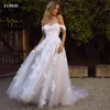 Partykleider LORIE Boho Hochzeitskleid aus der Schulter Vintage Spitze Applikationen Braut Vestido de Novia nach Maß 230505