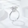 Rundschliff echter 8 Karat Moissanite Diamantring 100% echtes 925er Sterlingsilber Party Ehering Ringe für Frauen Verlobungsschmuck