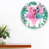 Zegary ścienne Flamingo Palm Leaf zegar do pokoju dziecięcego Nowoczesne wystrój domu cyfrowe naklejki na życie