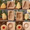 Baking Moulds Wooden Cookie Mold 3D Christmas Cutters Biscuit Cutter Moldes Press Bakery Gadget Tool Flower Cut