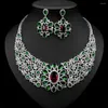 Necklace Earrings Set Multi-colored Cubic Zirconia Stone Luxury Big Wedding And For Brides Costume Accessories 2023