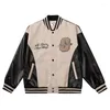 Heren Jackets 2023 Varsity Baseball Jacket Vintage Borduurbrief Patchwork Hip Hop Bomber Men College Oversized Streetwear Black