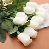 Flores decorativas 1pcs Rose artificial Plantas falsas folhas de seda rosa branco Autumn Bouquet Roses Flower Wedding Office Home Decoration