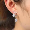 Stud Earrings Romantic Franch Selling Cubic Zirconia Classic Big Drop Crystal With Tiny CZ Luxury Bridal Wedding