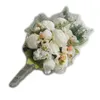 Bouquet da sposa a cascata di peonia rosa Bouquet da sposa Sposa Ragazza Fiori Decorazione per feste a casa Fiore da tavolo finto Bianco Rosa