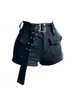 Damesshorts Vintage denim hoge taille Y2k casual jeans cargobroek gothic zwart kort met riem 2023 zomer 230505