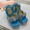 2023 New Thick Sole Donna Super High Heel Scarpa Papillon Crystal Cross Tied Tacco grosso Donna Sandalo Pink Open Toe Runway Sandals
