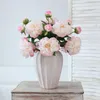 Dekorativa blommor 2 huvuden Silk Peony Artificial Flower Wreath Branch Wedding Party Display Flores Bouquet Home Garden Decoration