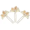 Gold Tree Leaf U-shaped Hairpin Hairpin Handmade Pearl Rhinestone Bridal Wedding Accessories Headwear