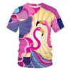 Мужские футболки 3-й мужская веселая футболка для хип-хоп для коллекции моды Fashing Flamingo Print Street Apparel 2023 Summer Harajuku Top Top