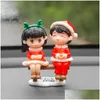 Interior Decorations Home Storage Snowman Car Decoration Christmas Cute Couple Ornaments Console Desktop Drop Delivery Mobiles Motor Dhklc