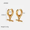 Brincos de garanhão 18K Drop T de aço inoxidável de aço inoxidável para mulheres inspiradas jóias de casamento de argola de moda personalizadas