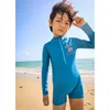 Childrens Swimsuit Chłopcy Jeden kawałki Spring One Piece Long Rleeves Dzieci Dzieci Teny Sprzęt pływania