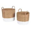 Round Seagrass Baskets, Natural, White, Set of 2, Extra Large Large